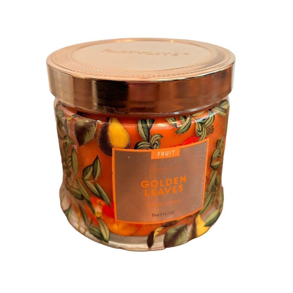 Partylite Golden Leaves SIGNATURE 3-wick JAR CANDLE BRAND NEW